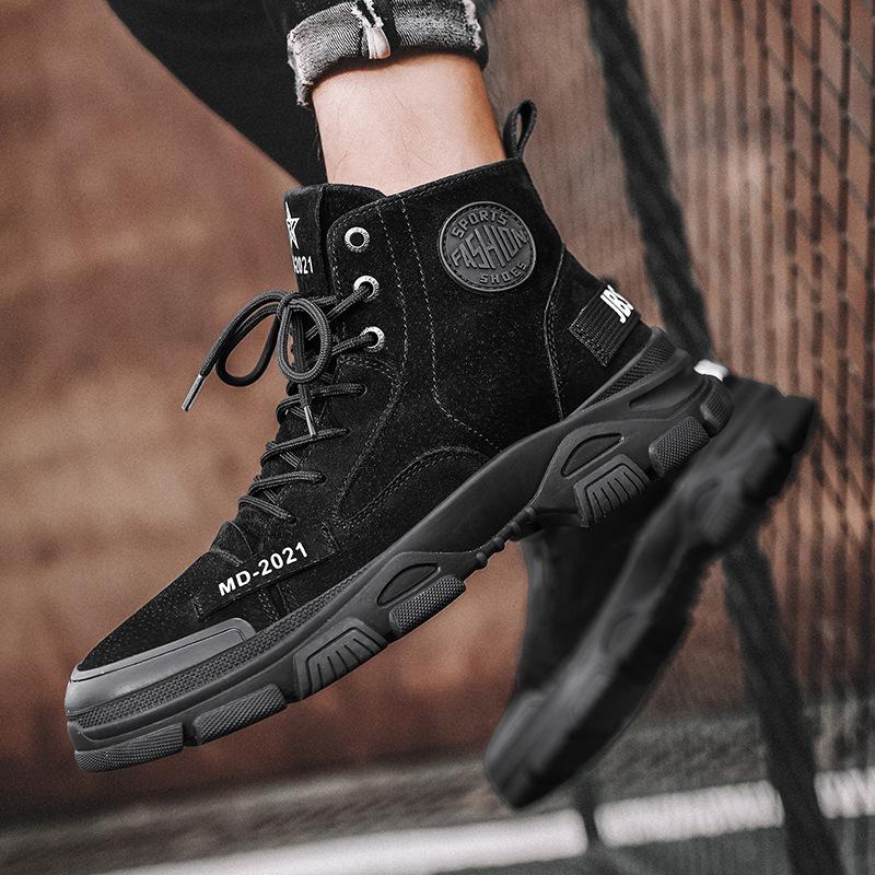 Fleece thickened cold-proof and warm cotton shoes outdoor middle help non-slip and wear-resistant mountaineering boots British style casual boots