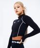 Mihag Track Logo Crop Half-Zip Long Sleeve (Black)