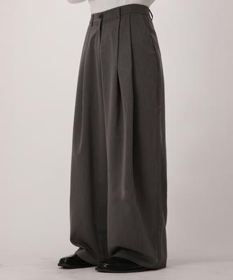 Dibellobeu Double Pintuck Wide Slacks_Gray