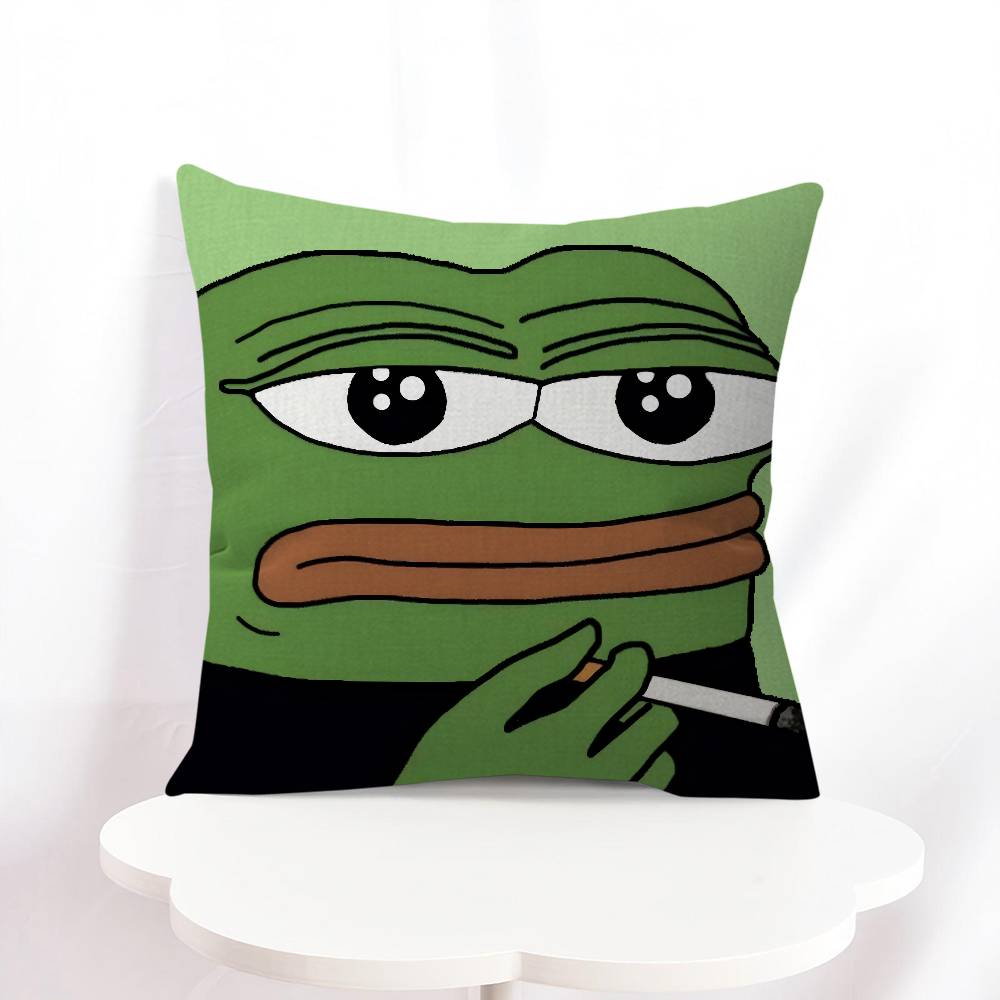 P-Pepe The F-Frog Funny Cartoon Office Cushion Pillowcase Car Cushion Cover45X45CM Lumbar Pillowcase Sofa Pillowcover