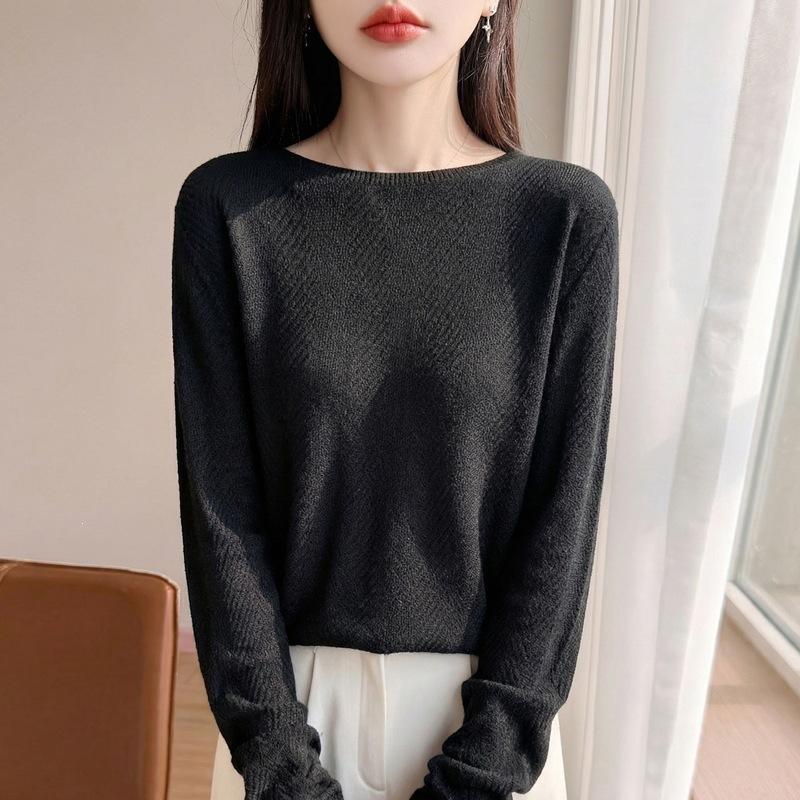 French Style Round Neck Knit Pullover Women S Loose Fit Autumn Sweater