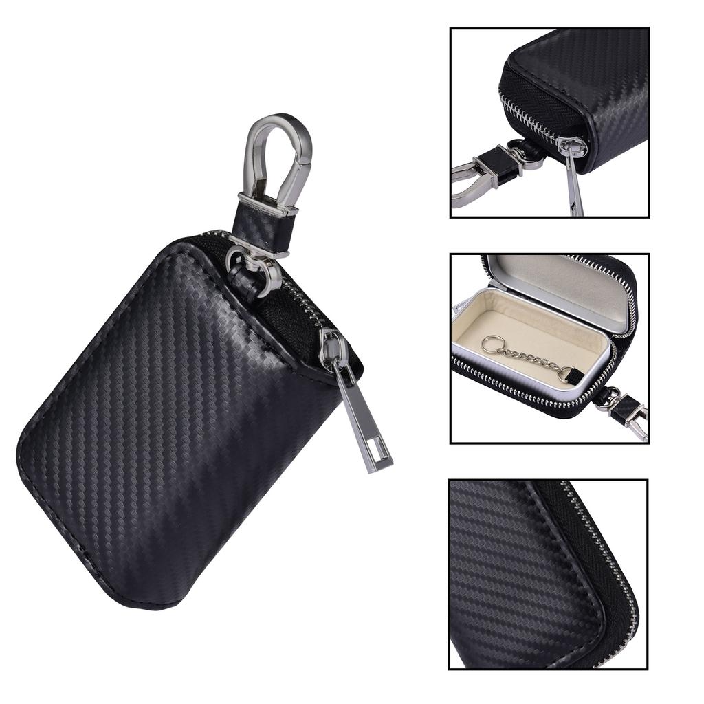 Sac bloqueur de signal pour clé de voiture RFID blindé signal étui zippé cuir PU anti-piratage anti-vol pochette pour clé de voiture boîte de Faraday pour voiture