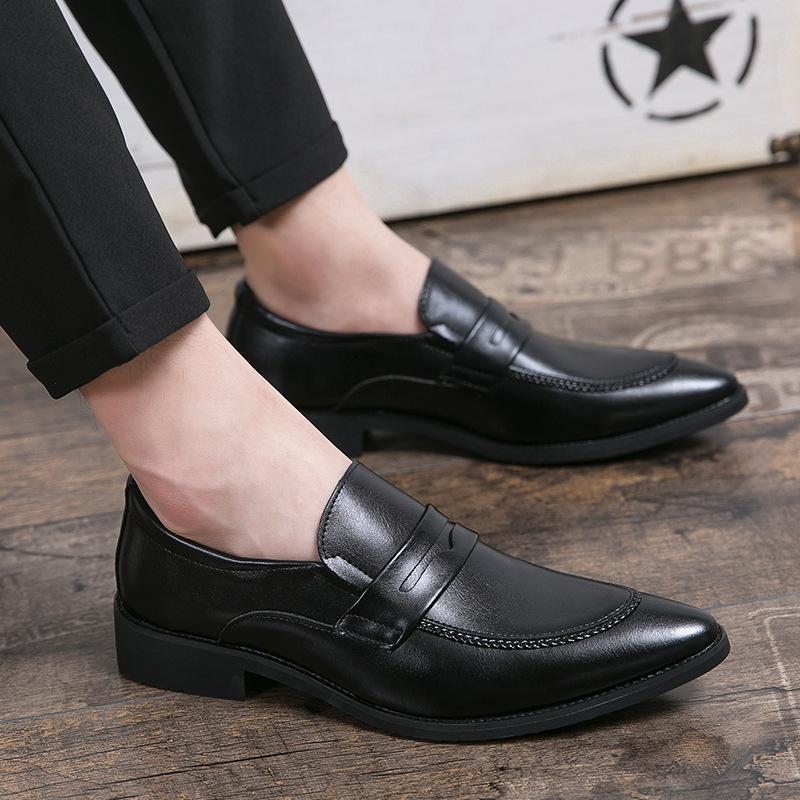 Leather Shoes Men's Spring and Autumn British Style Men's Shoes Business Dress Casual Shoes Fashion Leather Shoes Office Lazy Shoes