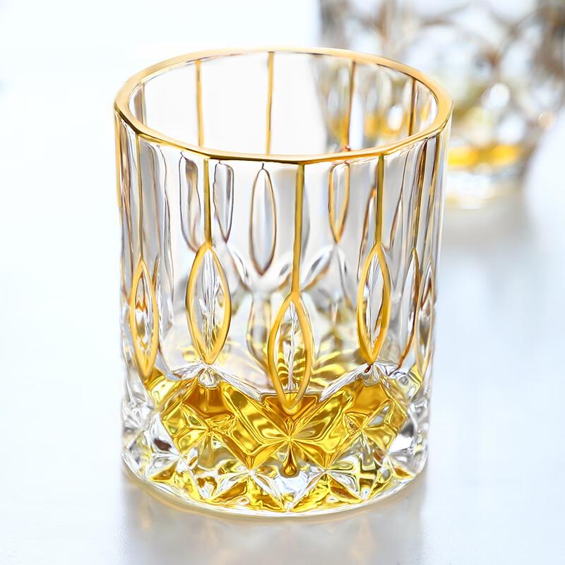 Luxury Gold-Rimmed Crystal Whiskey Glass