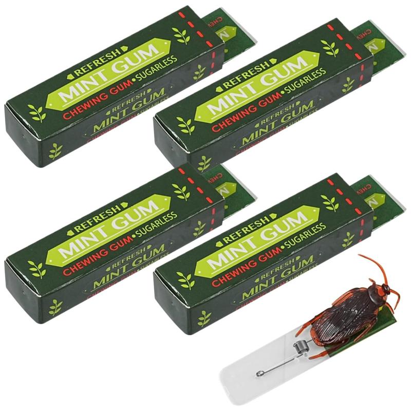 

2/4/6Pcs Roaches Prank Chewing Gum Spoof Cockroach Toys Realistic Practical Jokes Novelty Adult Funny Halloween Fool S Day Party (As shown-33798)-Standard size