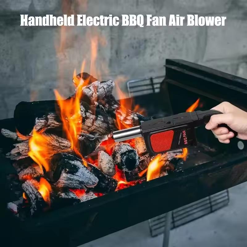 Convenient handheld electric blower,extended handle,accelerates charcoal burning,use for outdoor camping,picnic,BBQ,cooking tool