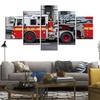 Unframed 5 Panel Fire Fighting Truck Fireman Gift Prints Pictures Wall Art Home Decor Posters Canvas Paintings for Living Room