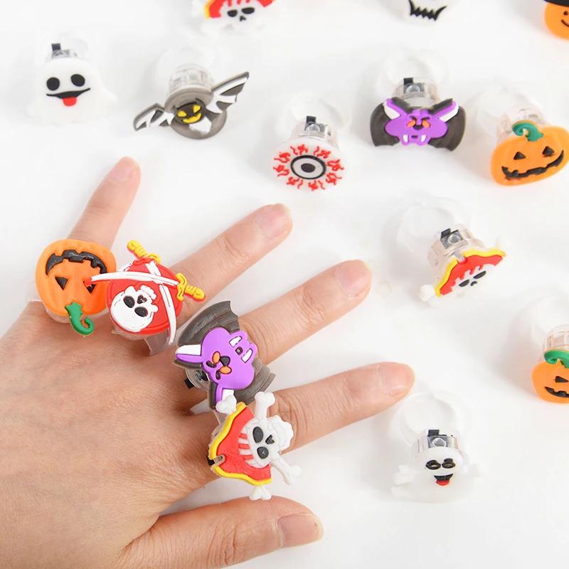 Halloween Light Up Glowing Rings Christmas Party Favors LED Rings Flashing Glowing Finger Rings Fun Props for Kids Adults