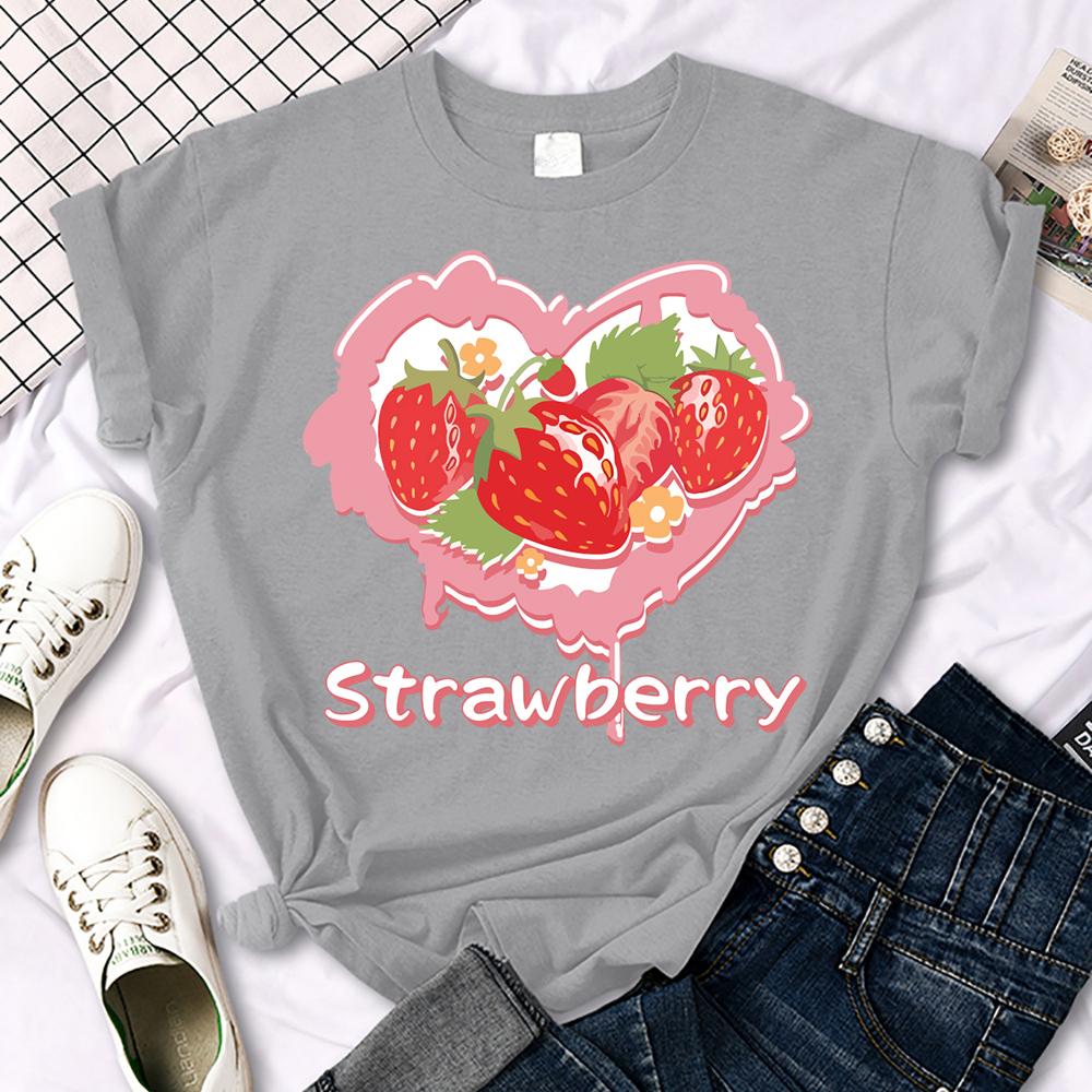Heart Strawberry Design 3D Print Women Tee Shirt All-Match Crewneck T-Shirt Sport Summer Clothes Multicolor Soft Short Sleeve