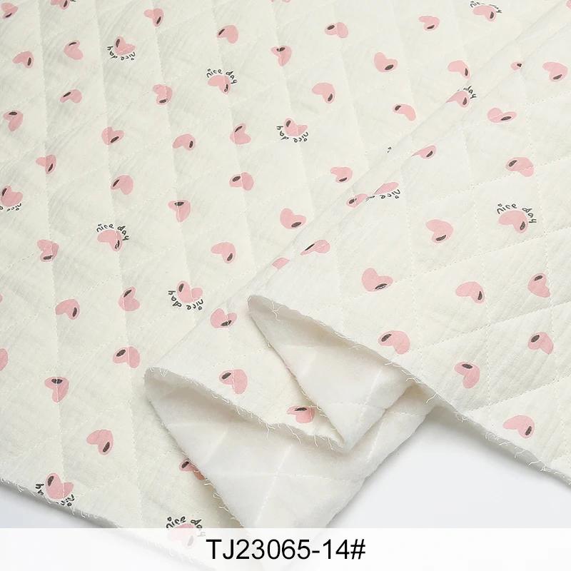0.5m/2m Thicken Pure Cotton Double-layer Crepe Printed Quilted Cotton Fabric for Sewing Pajamas DIY Children's Clothing Fabrics