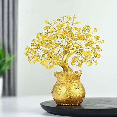 Lucky Feng Shui Citrine Tree, Crystal Tree of Life, Bonsai Money Tree Healing Gemstone Tree for Prosperity, Energy, Good Luck Gift