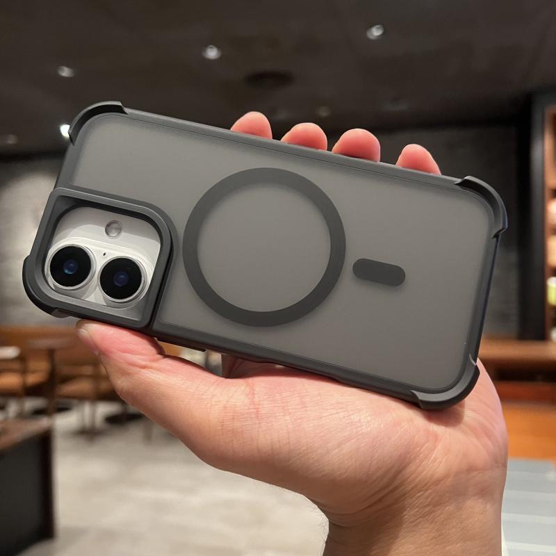 Matte Armor Airbag Shockproof Plain Phone Case For iPhone 16 15 14 13 12 Pro Max 11 Magnetic For Magsafe Wireless Charge Cover