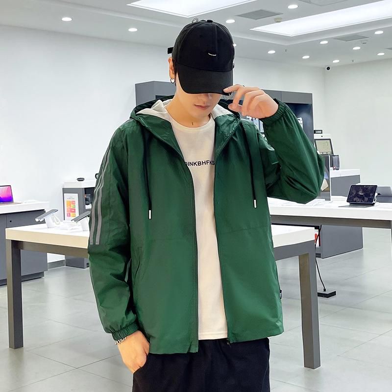 Men's Plus Size Casual Hooded Trench Coat - Autumn Loose Fit 40D Nylon Jacket