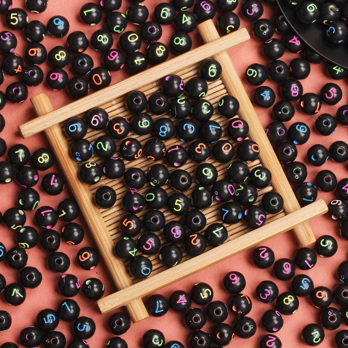 

20Pcs Number Handmade Acrylic 7.5mm Digital Beads Round Beaded Materials for Jewelry Making Colorful