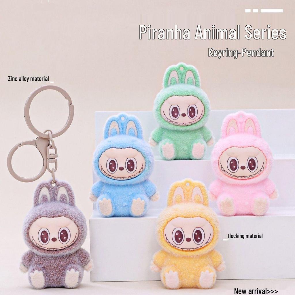 Flokket Labubu Mini Nøkkelring & Bilpynt