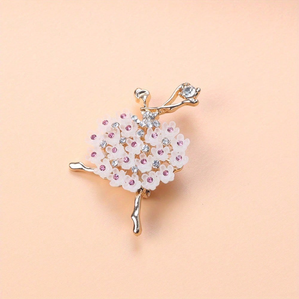 Ballet Dance Girl Flower Brooch Lovely High Grade Retro Suit Simple Badge Crystal Brooches