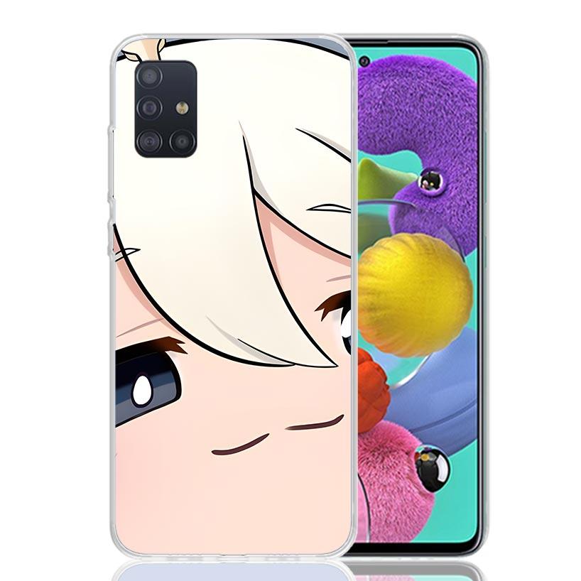 

Genshin Impact Cartoon Face Phone Case for Samsung Galaxy A52 A51 A50S A12 A22 A32 A72 A10S A30S A31 A71 Note 20 Ultra 10 Plus S Samsung A22 4G