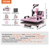 Heat Press Machine 12x15 in 8 in 1 with 30oz Tumbler Press T-Shirts Pink