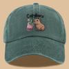 PC Niedliches und Stilvolles Design Bedruckte Baseballkappe mit Capybara Milchtee Trink-Aufdruck Urbane Lässige Kopfbedeckung Schwarz Papa Trucker
