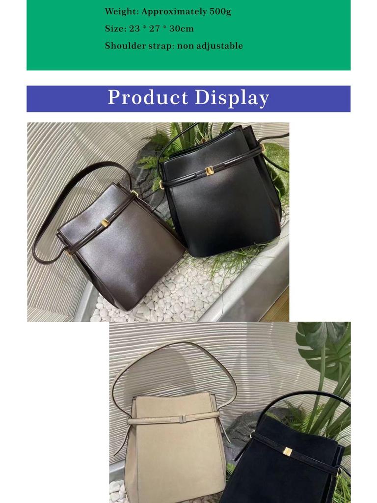 Toteme Hochwertiges Schwedisches Design Echte Leder Bucket Bag – Große Kapazität Pendler Tote und Einzel-Schulter Achseltasche.