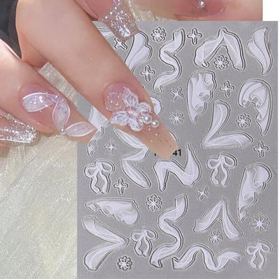 Autocollants Ongles 5D Embossés Dessin Animé Motifs Cœurs Colorés Décalcomanies Enfantines
