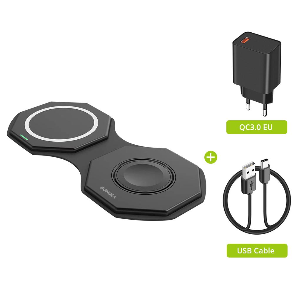 Foldable 2 In 1 Wireless Charger Pad For Apple Watch Ultra/8 15w Magnetic Wireless Charging For Iphone 11/12/13/14 Pro