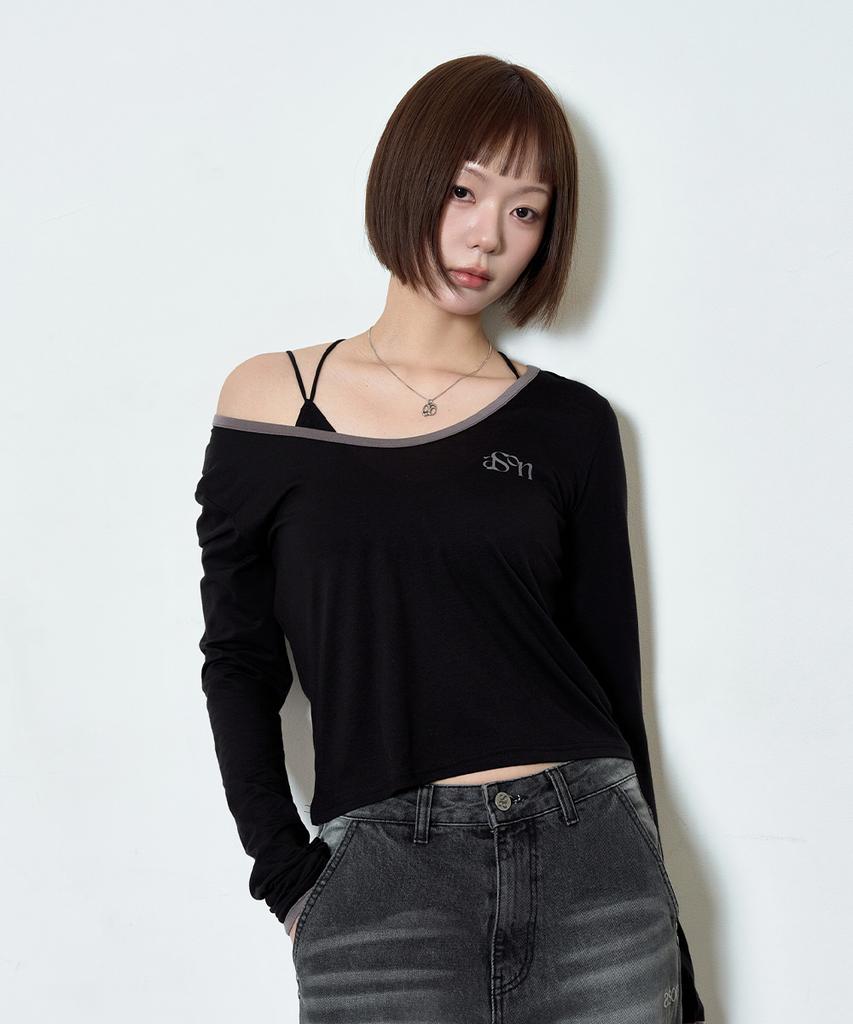 Aejeuon Eve Ringer Tee / Black