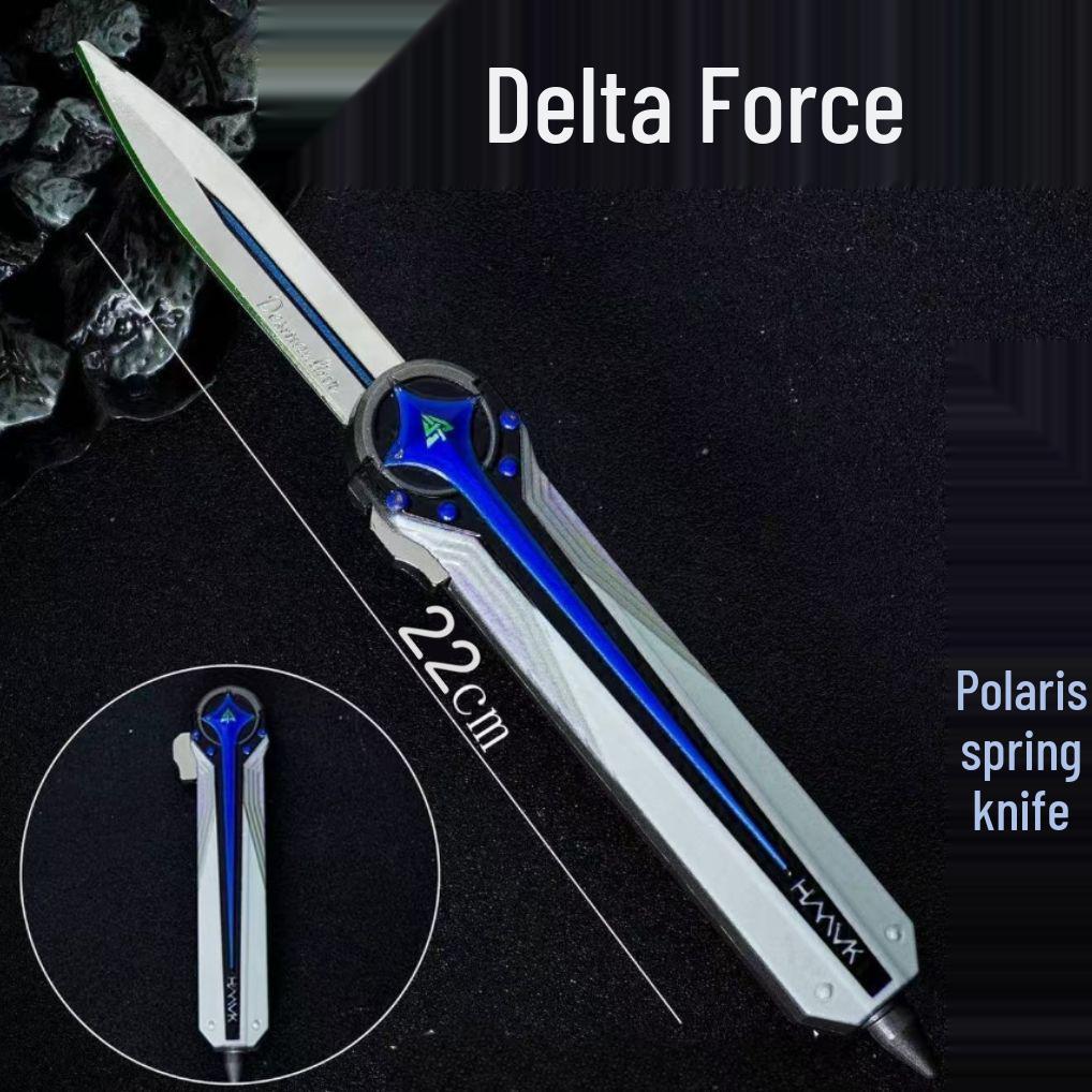 Delta Game Peripheral Polaris: 20cm Two-Way Spring-Loaded Plastic Knife Model and Soldier Weapon Ornament