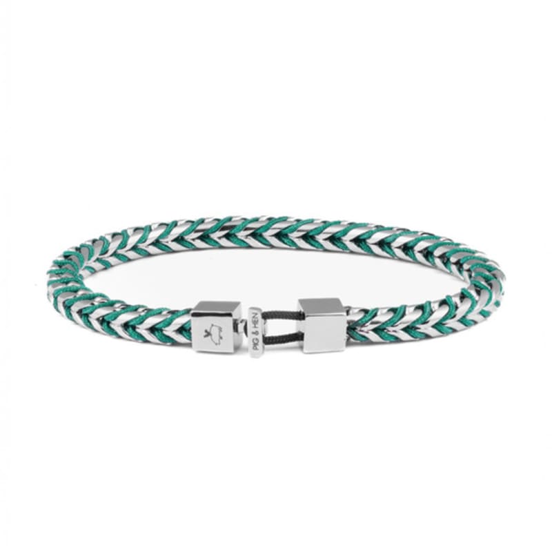 

PIG & HEN Catena Foxtail Bracelet - Patina Green X Silver L
