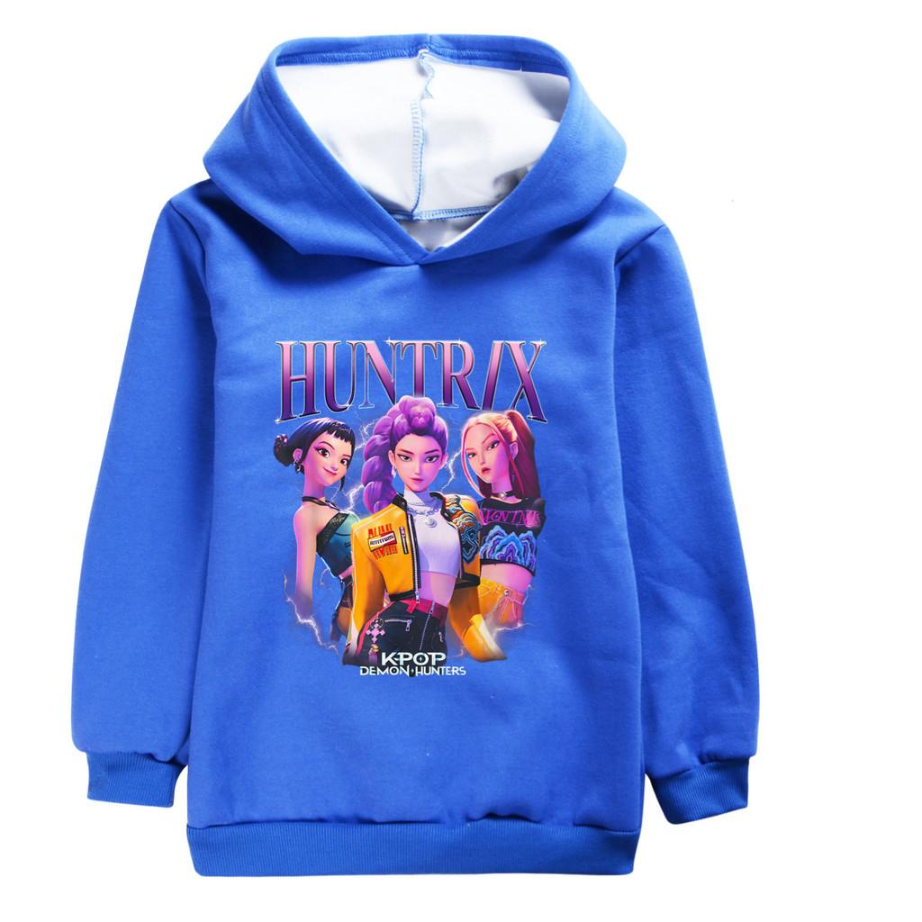 4992 Kids Girls Kpop Rumi Zoey Mira Print Casual Long Sleeves Velvet Warm Outerwear Hoodie Top