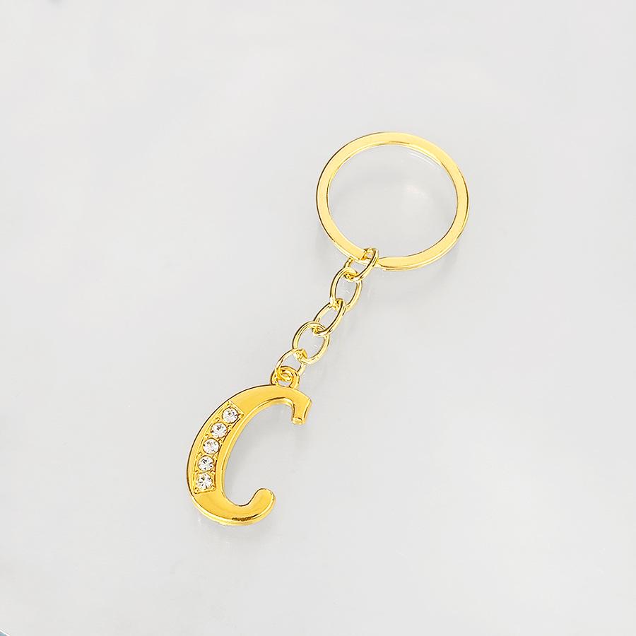 Creative Rhinestone Initials Metal Keychain – Korean Style Car Keyring Party Gift.
