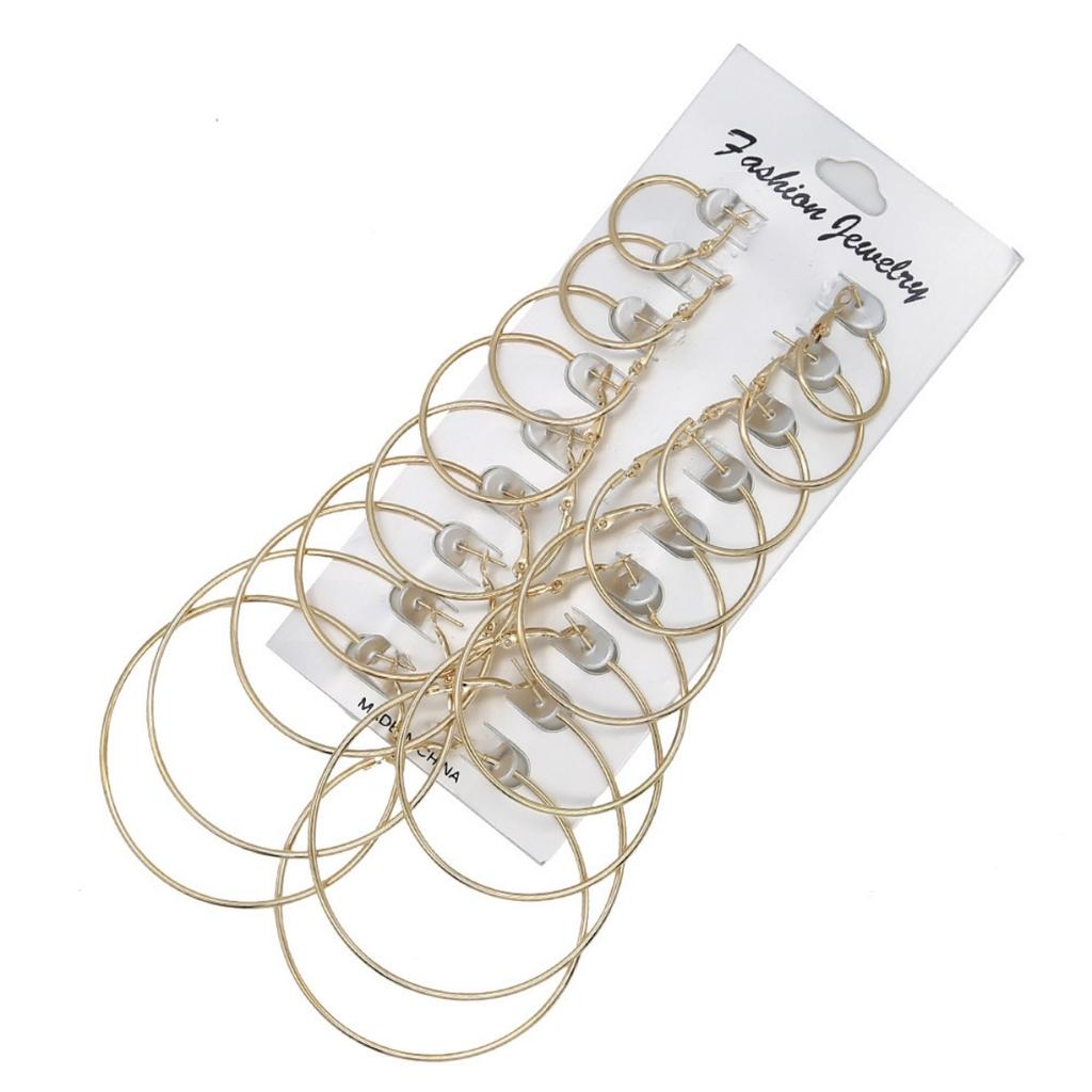 12Pairs/9Pairs/6Pair Simple Punk Hoop Earrings Set Big Circle Earrings Jewelry for Women Girls Ear Hoops Earring Round Oversized