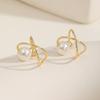 Vnox 1 Pair Chic Immitation Pearl Ear Cuff for Women Girls, Crossed Metal Lines Ear Bones Cuff, Ins Style Dainty Jewelry