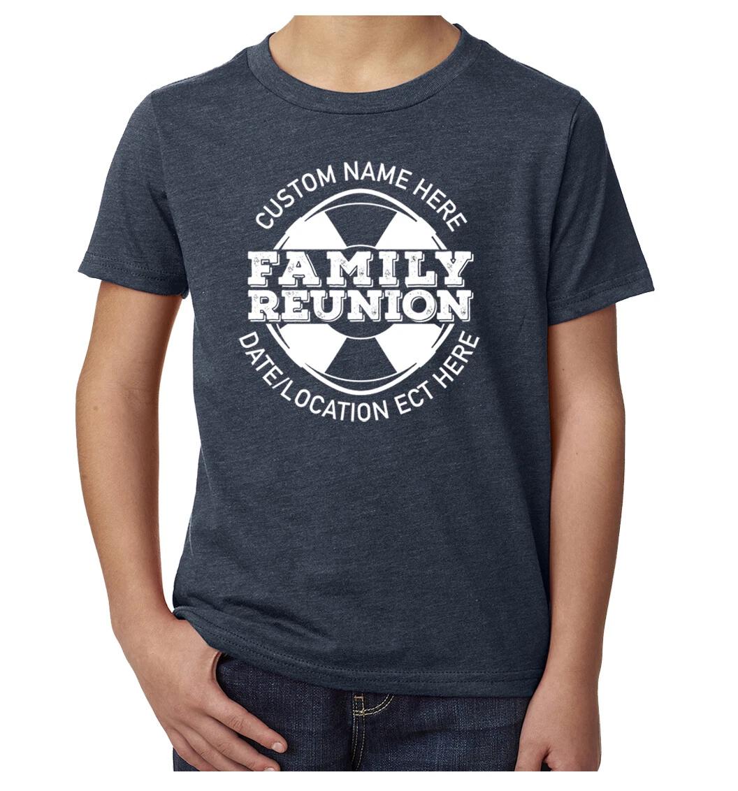 Life Raft White Print with Custom name and Date -Family Reunion youth T-Shirts M