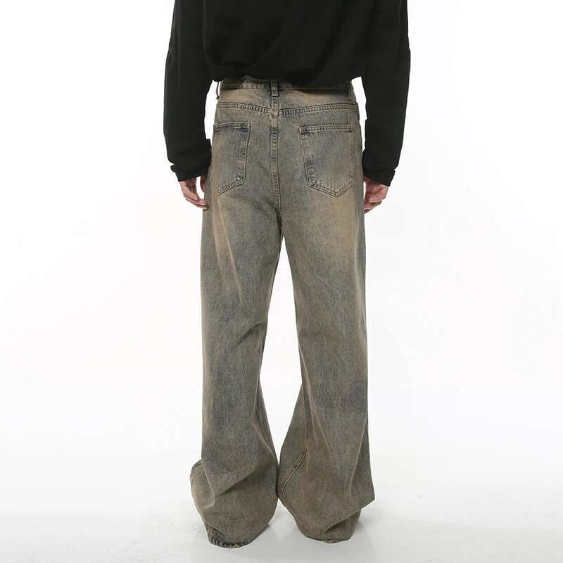STREETRICH Spring Men's Baggy Jeans Worn Out Loose Wide Leg Denim Pants Chic Distressed Streetwear Vintage Male Trousers