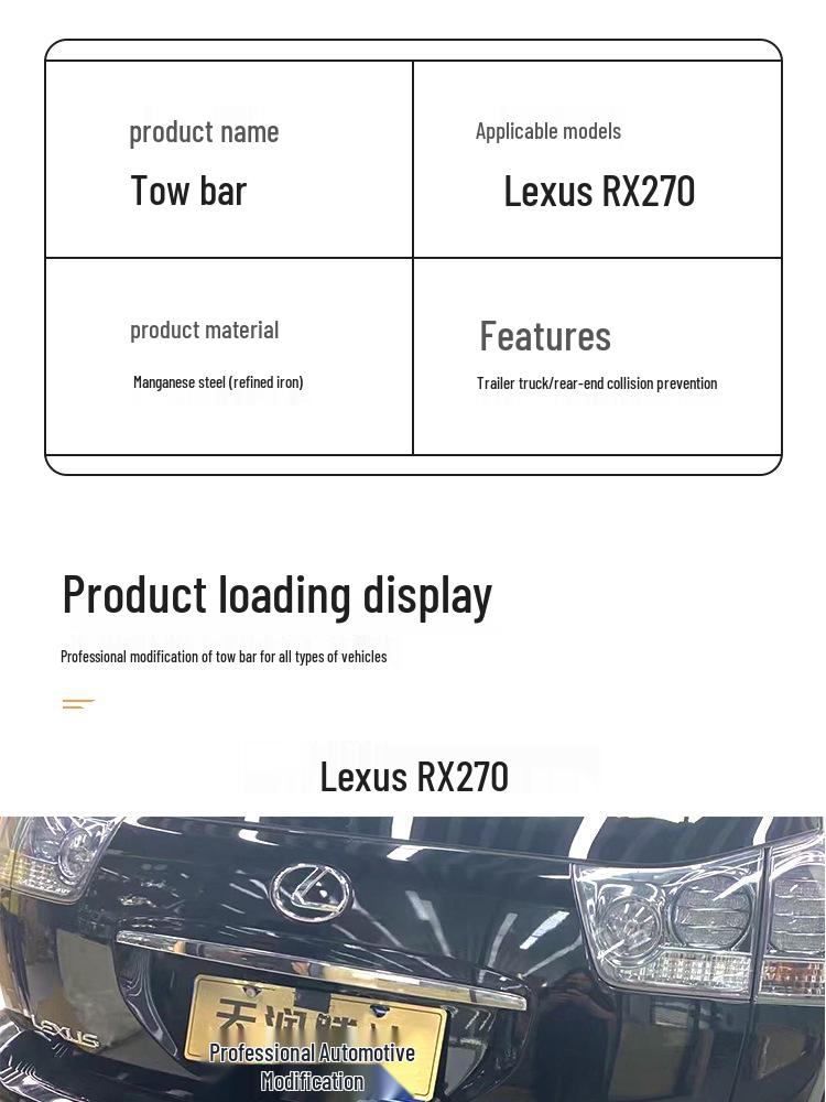 Lexus RX Tow Hitch: Fits RX270/350/450/300 - Tow Bar & Hook