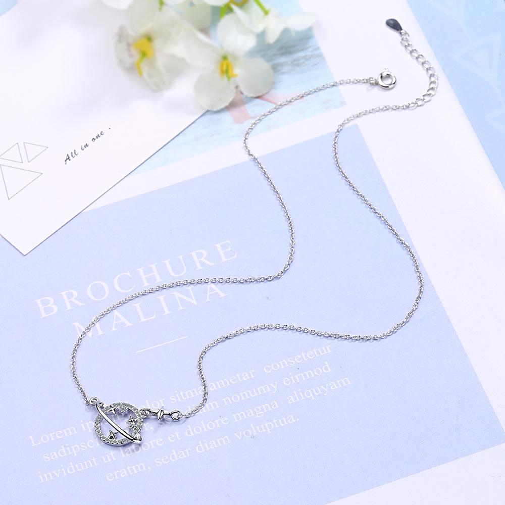 Planet Necklace Female Tide Simple Temperament Short Collarbone Chain Cold Wind Pendant Necklace Valentine's Day Gifts Romantic Accessories