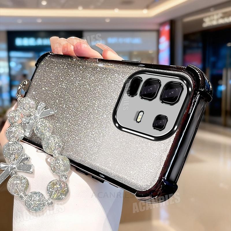 Star Lanyard Wrist Strap Plating Glitter Shockproof Silicone Case For Infinix Note 40 50 Pro Plus Smart 10 9 8 7 6 5 Back Cover