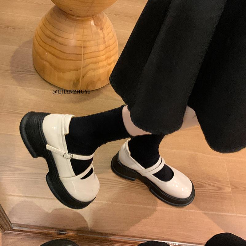 JK braune runde Kopfplattform kleine Lederschuhe Damen 2025 neu Frühling Retro Britischer Stil Japanische Mary Jane Einzelschuhe Damen