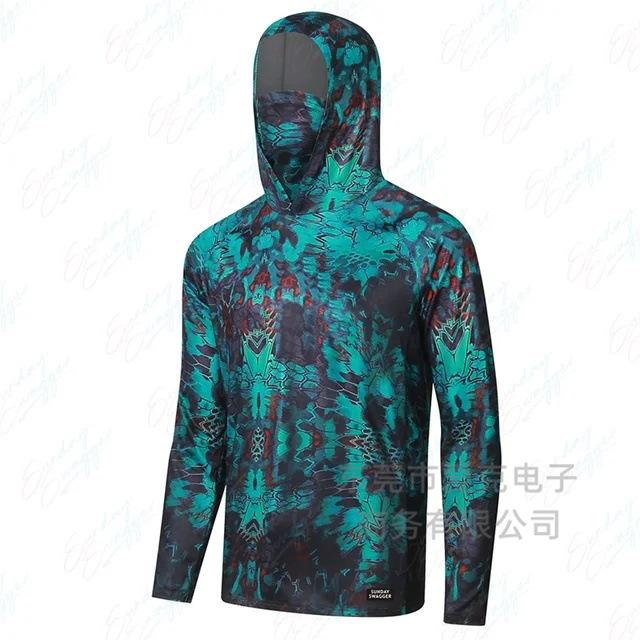 Men's sunscreen clothing summer UV protection breathable quick drying outdoor fishing clothing Luya fishing clothing hooded with mask