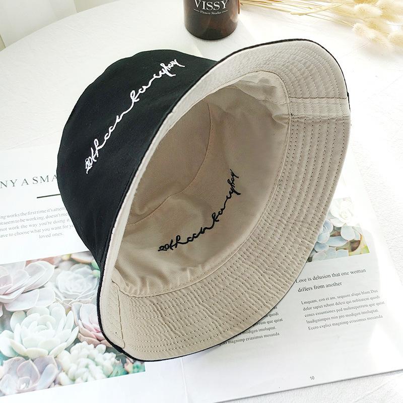 Bucket hat women's summer face small hat fashionable versatile double-sided sun hat