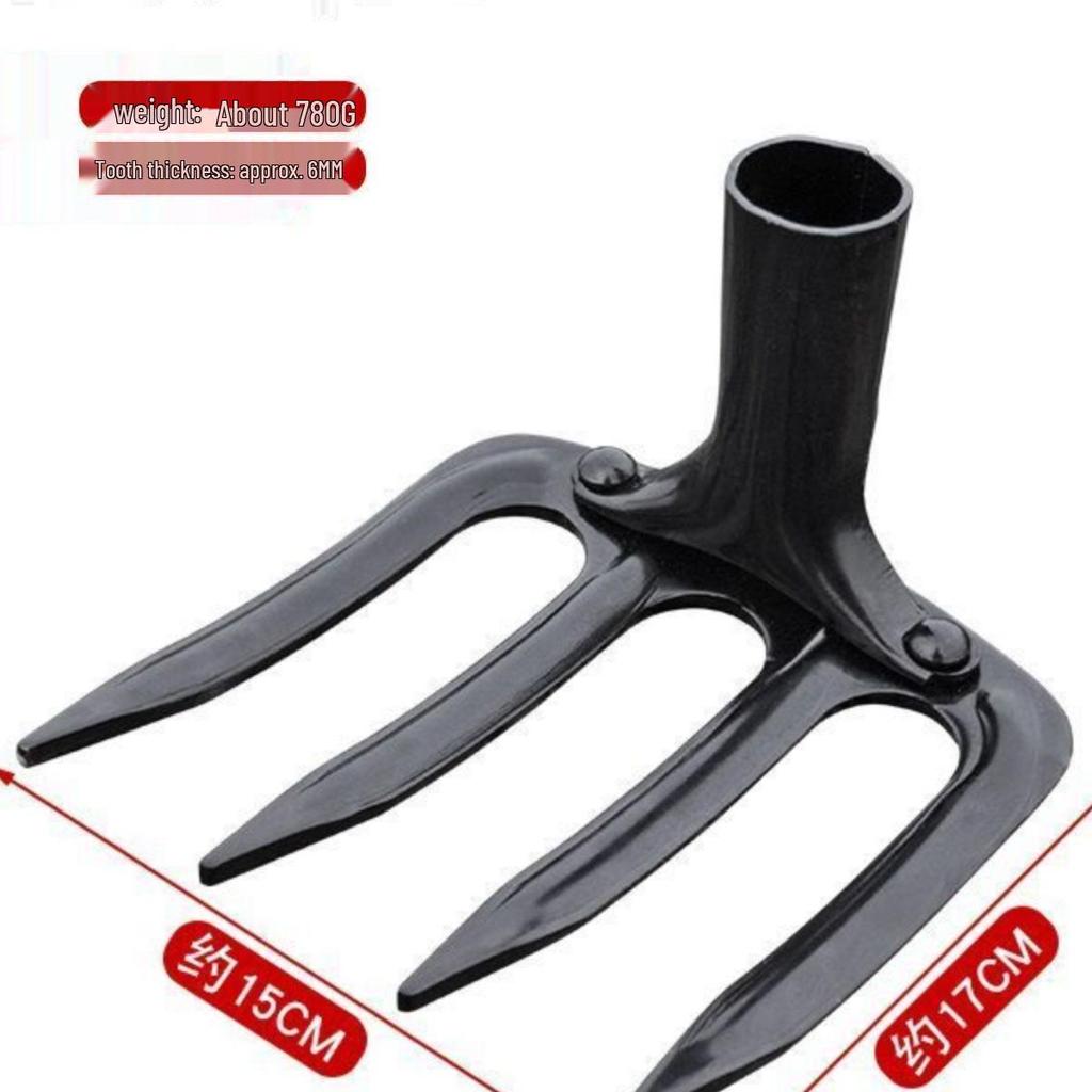 Manganese Steel Four-Tooth Rake: Durable Agricultural Tool for Turning and Loosening Soil and Raking Grass