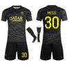 Kids Sports Equipment Paris Messi Football Jersey Set Breathable Quick-Dry Kids Soccer Training Uniform Blue White Stripes Ages 3-12