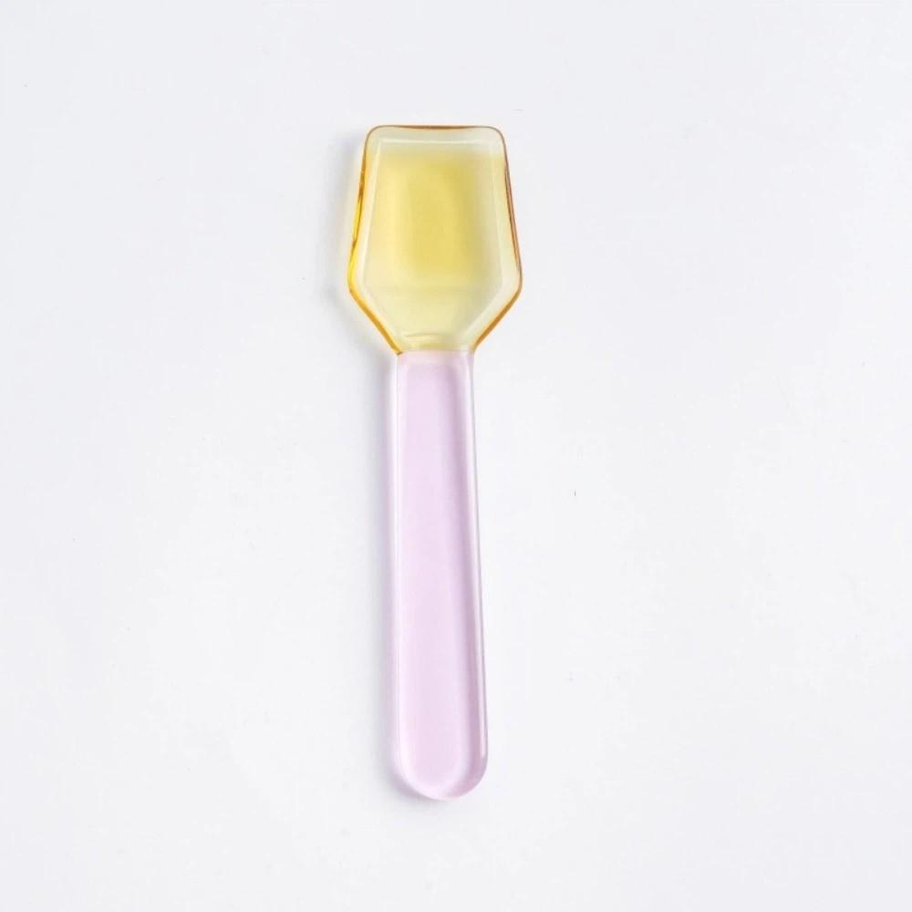 Colorful Glass Dessert Spoon Heat Cold Resistance Ice Cream Spoon Stirring Spoon  Restaurant