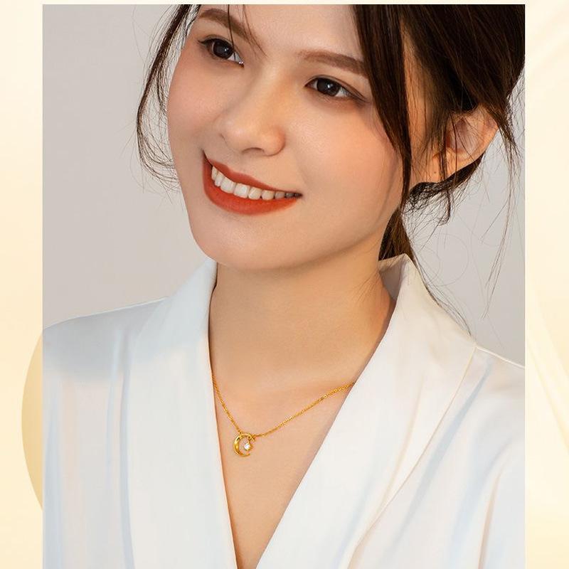 Necklace Female Star Moon Love Pendant Integrated Set Chain Premium Niche Design Girlfriend Gift Fashion Jewelry Quality