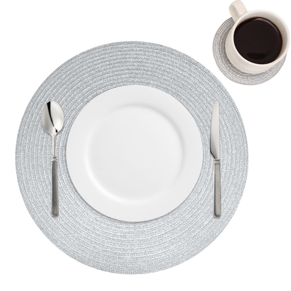 

4/6/8 шт. набор салфеток из ПЭТ с бусинами 34 см, круглые салфетки с подставками для Хэллоуина, Рождества, украшения стола, коврика 4 Set 34CM and 10CM