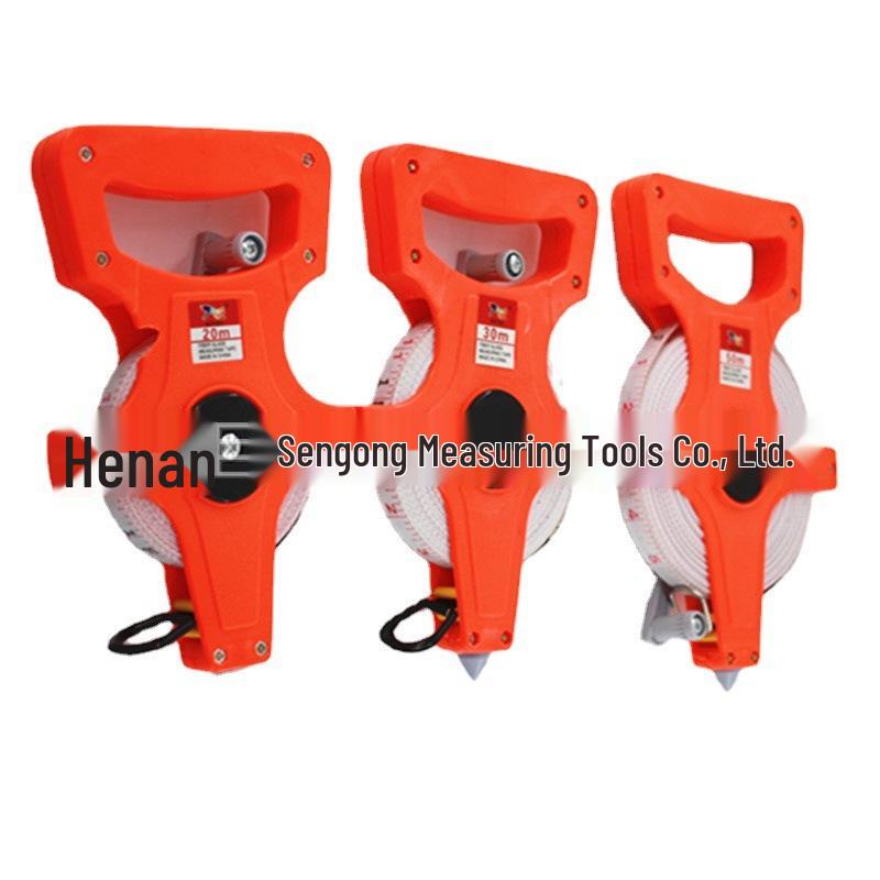 Round Disc Fiber Tape Measure - Hand-Cranked Cloth & Leather, Available in 10m, 20m, 30m, 50m, 100m Lengths