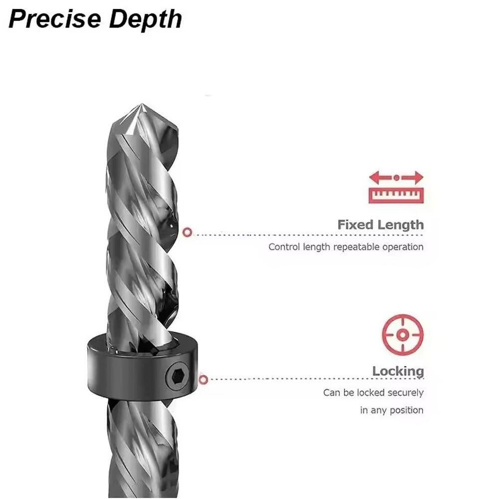 3-16mm Drill Stoper Collar Set Adjustable with Hex Wrench Drill Bit Limiter Wear-resistant Tighten Bit Positioner Woodwork Tools