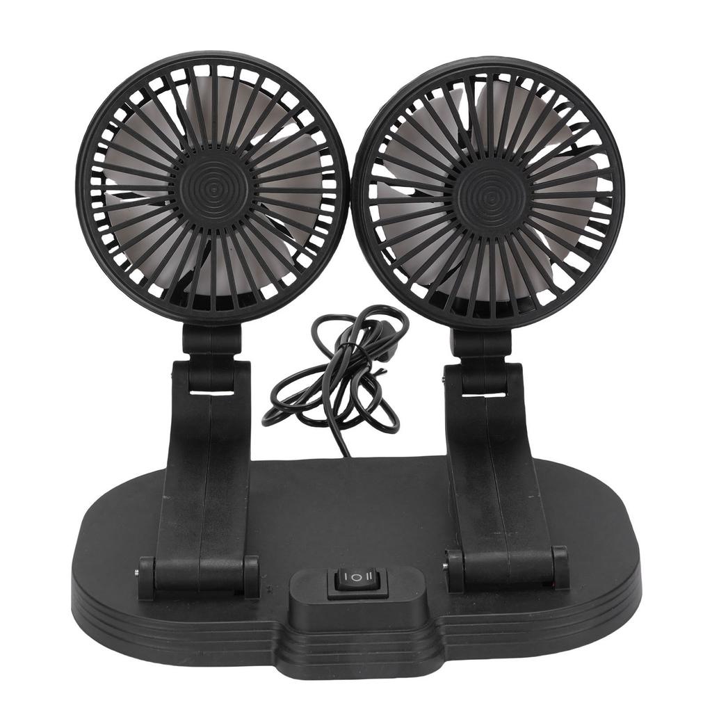   5V USB Car Cooling Fan 2 Speed Wind Quiet 360 Deg Rotatable Portable Dual Head Desk Fan for SUV RV Truck