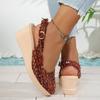 Women's Platform Wedge Heel Mules - Closed Toe Backless Sandals with Jute Rope Sole, Chunky Heel Spring Shoes